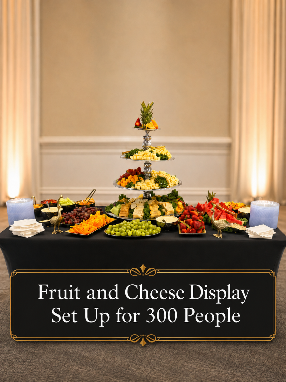 Fruit and cheese display for large catering event