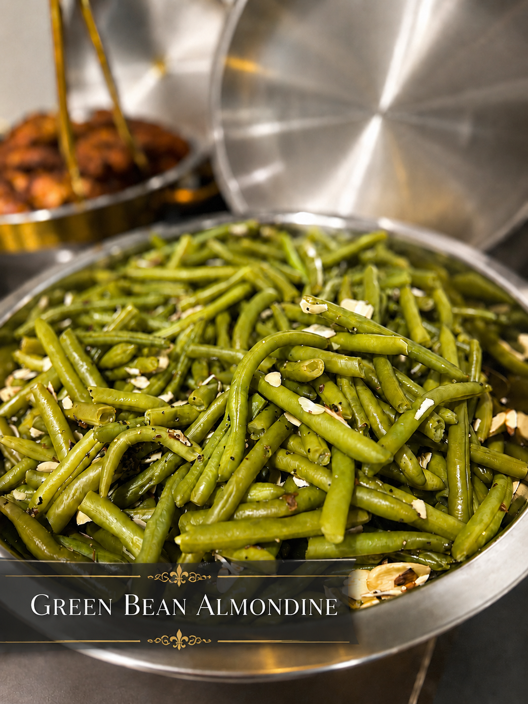 Green bean almondine catering side