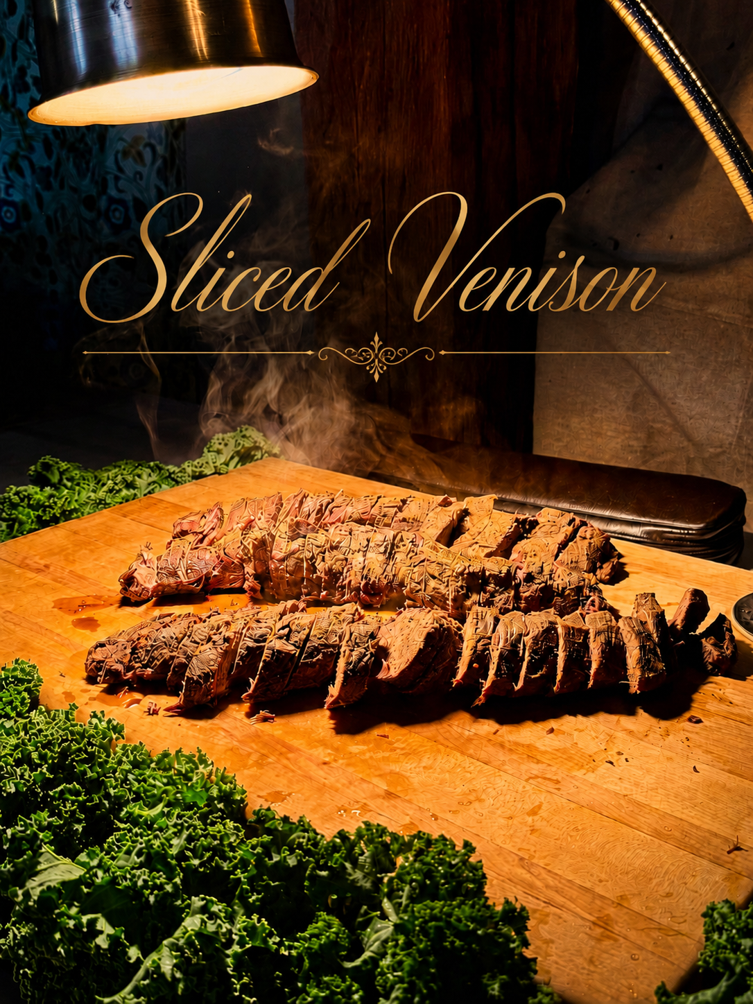 Sliced venison catering station
