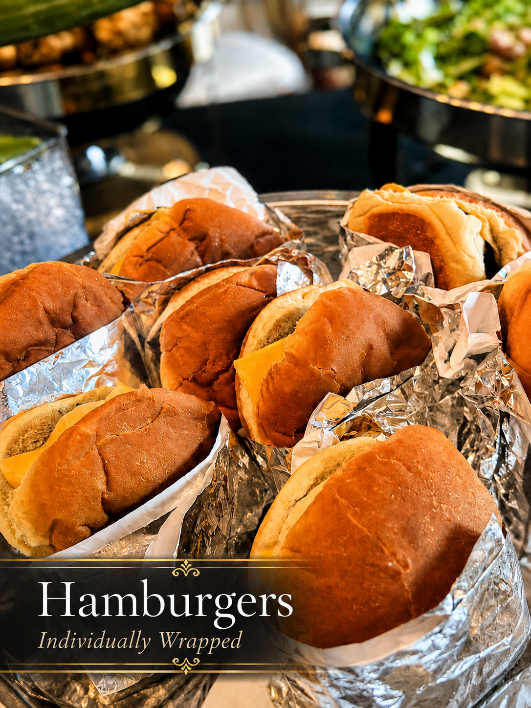 Individually wrapped hamburgers prepared by King’s Korner