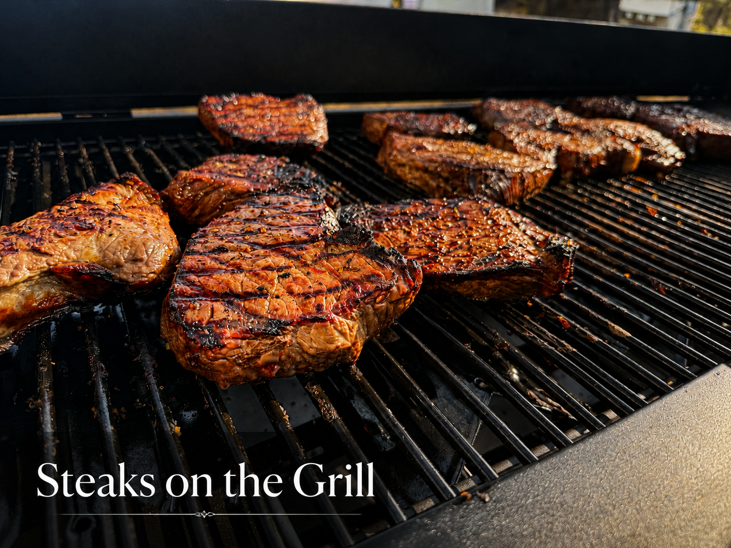 Steaks on the grill for King’s Korner catering